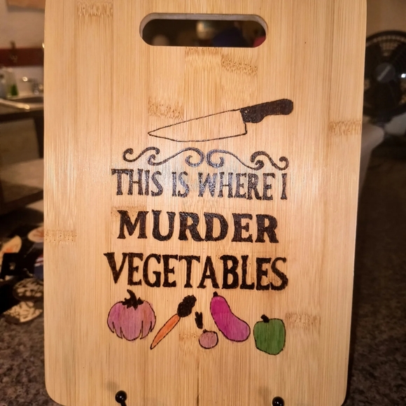 This is Where I Murder Vegetables Bamboo Cutting Board - Picture 3 of 4